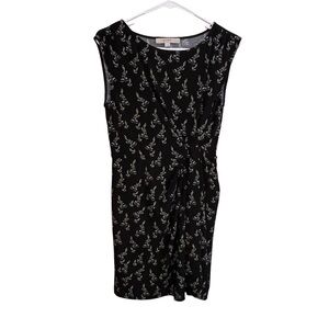 Ann Taylor LOFT Petite Small Black Floral Dress Sleeveless Wrap